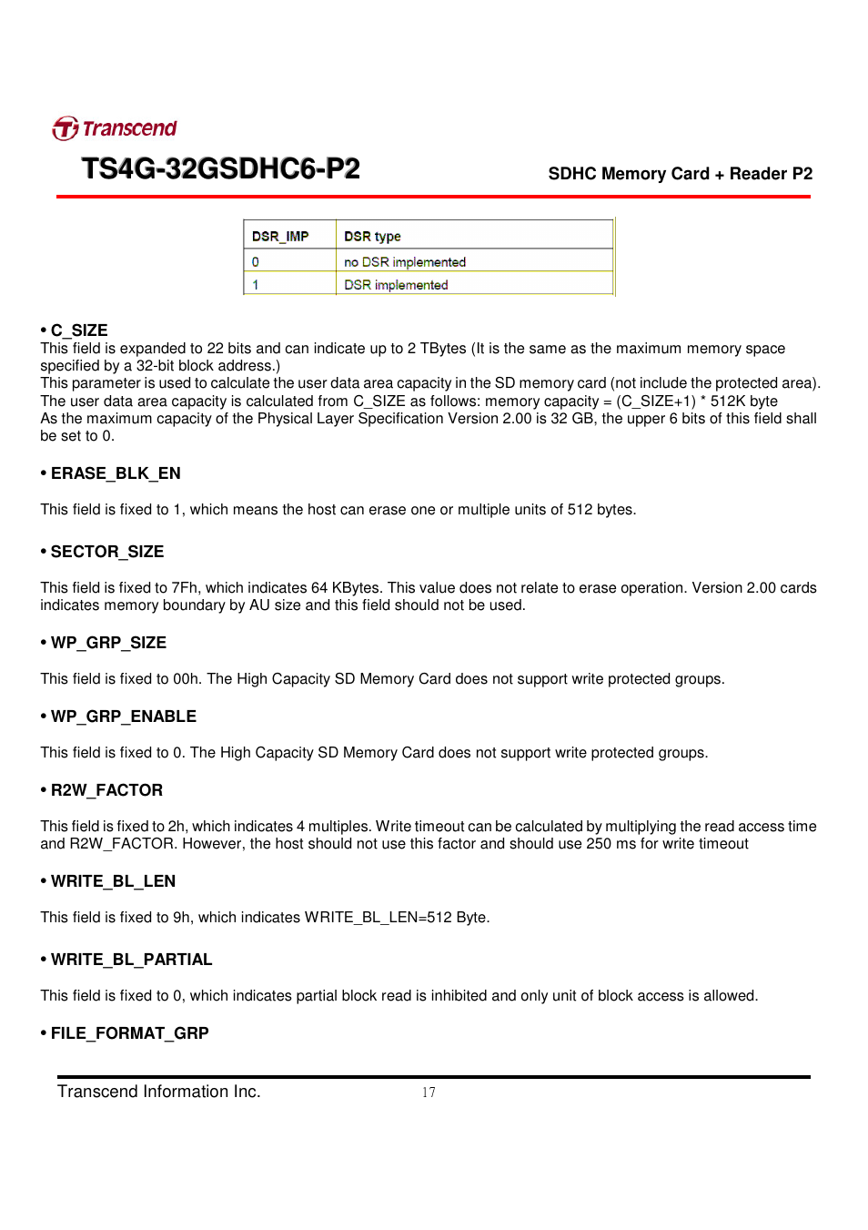 Transcend Information TS4G-32GSDHC6-P2 User Manual | Page 17 / 27