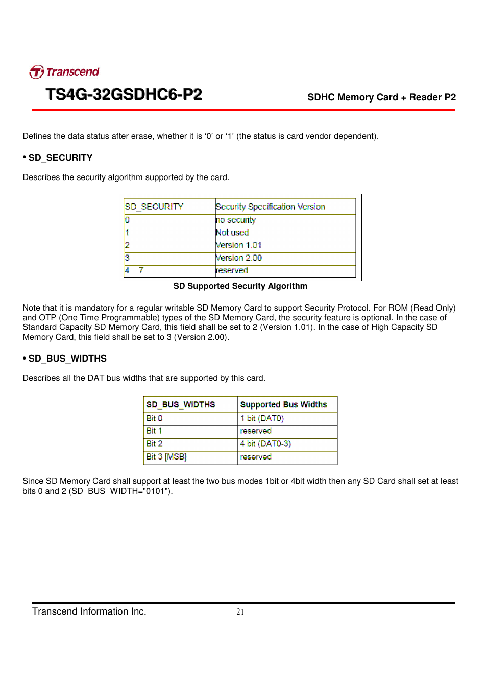 Transcend Information TS4G-32GSDHC6-P2 User Manual | Page 21 / 27