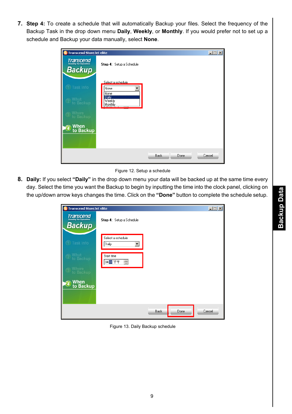 Backup data | Transcend Information Computer Drive User Manual | Page 11 / 25