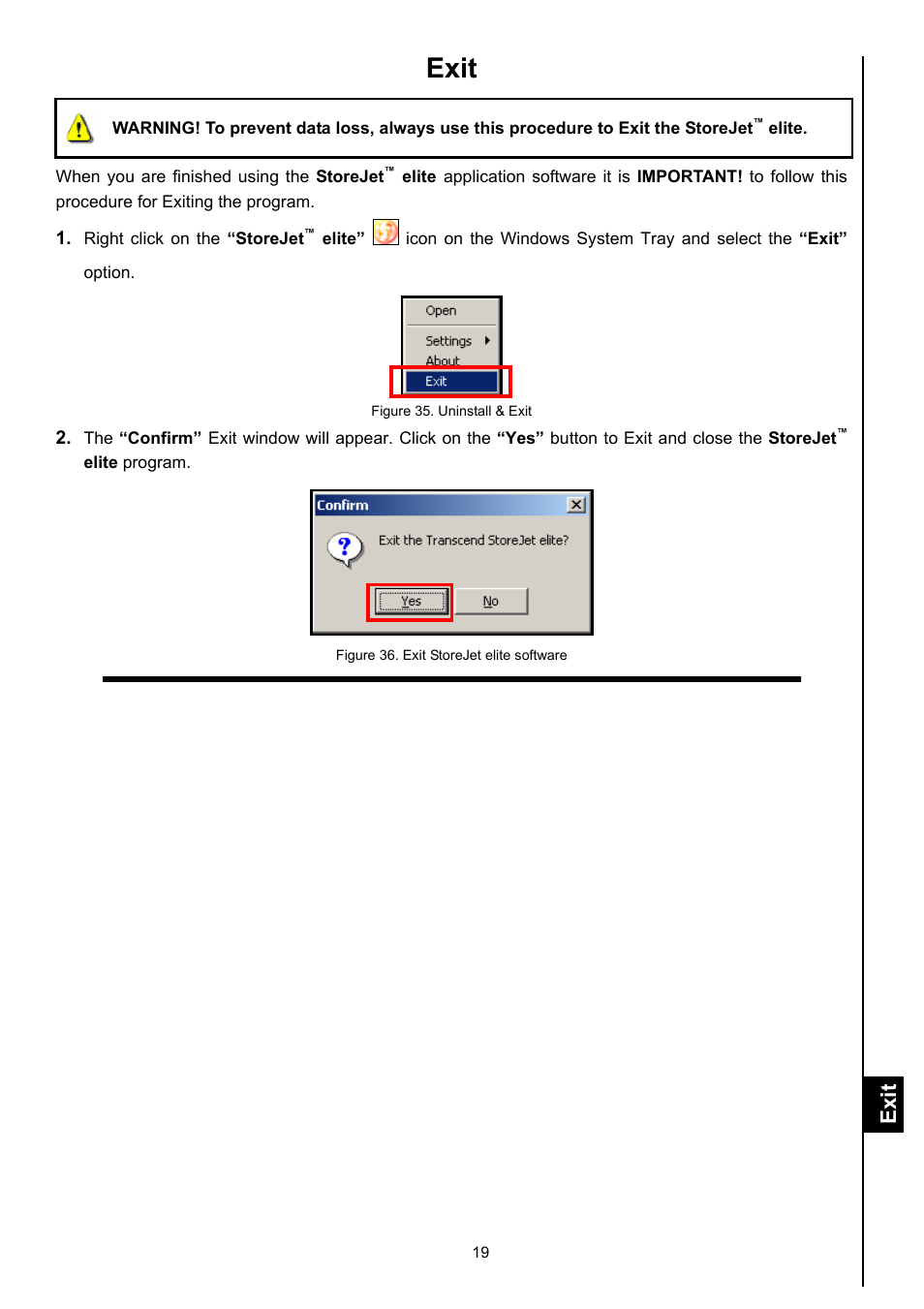 Exit | Transcend Information Computer Drive User Manual | Page 21 / 25