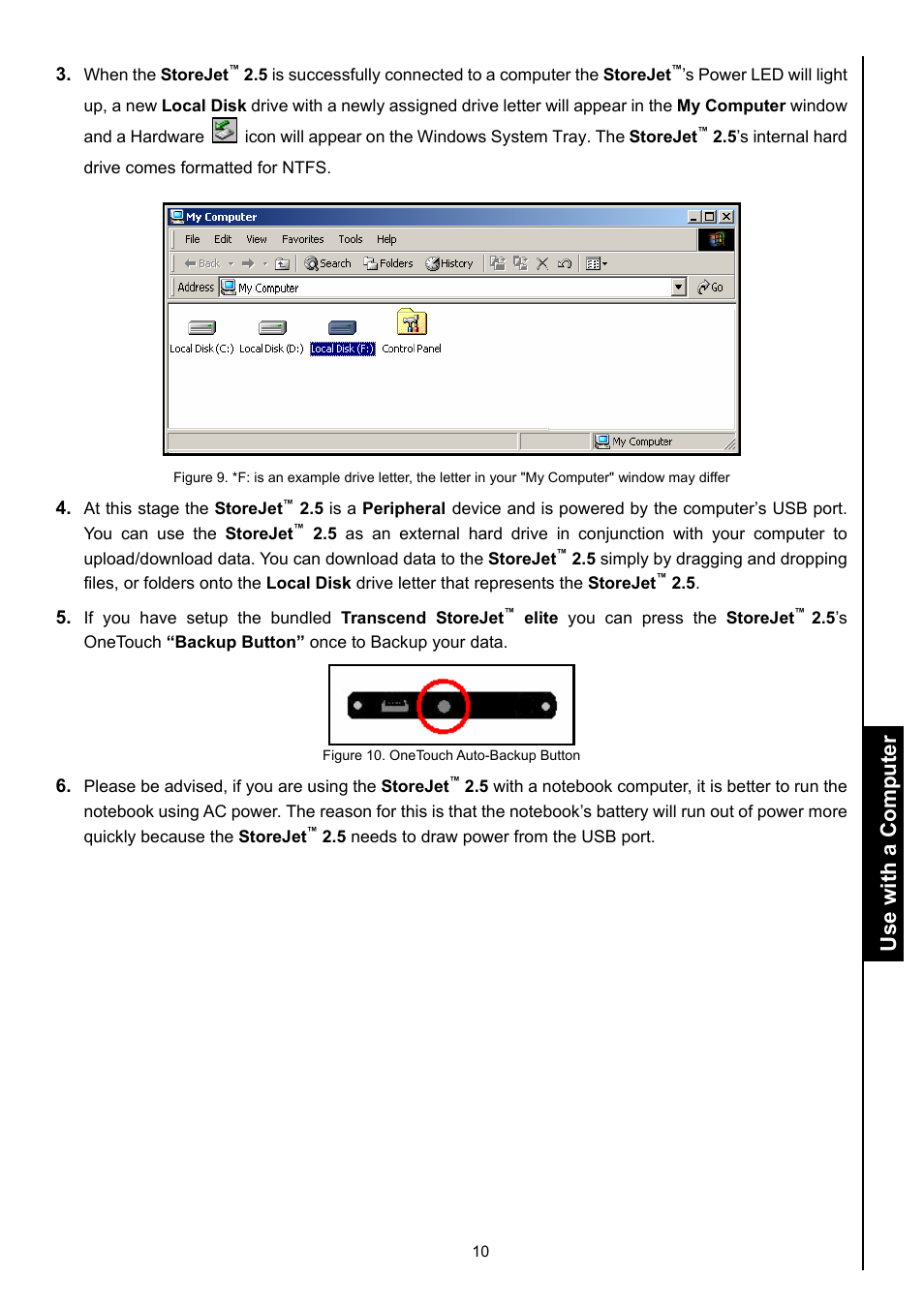 Use with a computer | Transcend Information STOREJET 2.5 IDE User Manual | Page 12 / 18