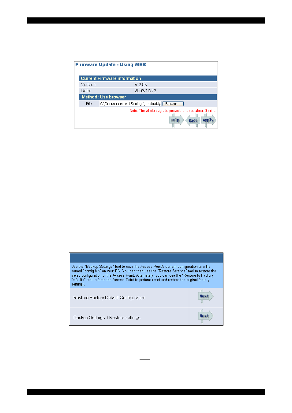 Web upgrade, Configuration tools, Restore factory default configuration | Tyco 0-1591700-x User Manual | Page 17 / 33