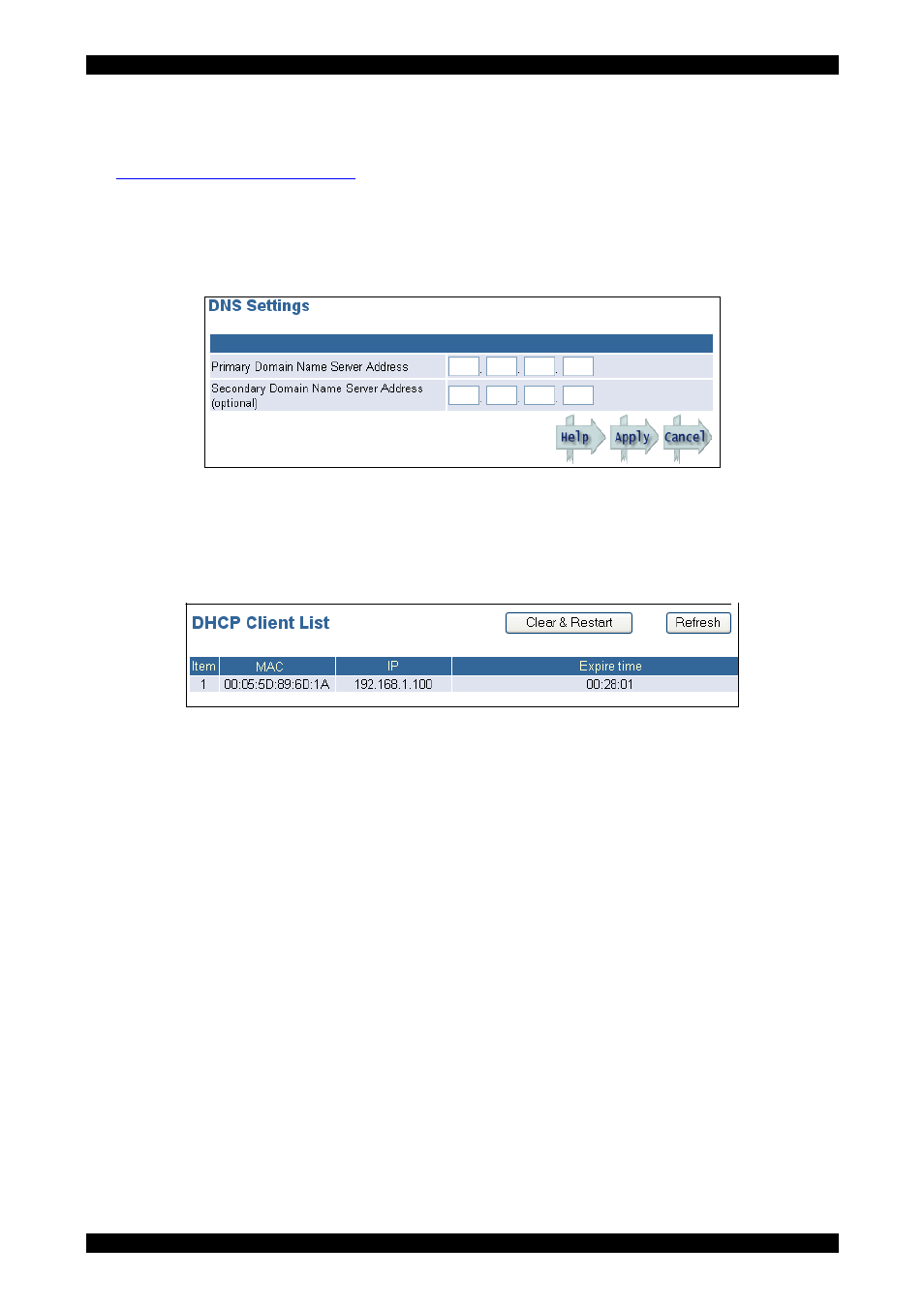 Dns settings, Dhcp client list | Tyco 0-1591700-x User Manual | Page 20 / 33