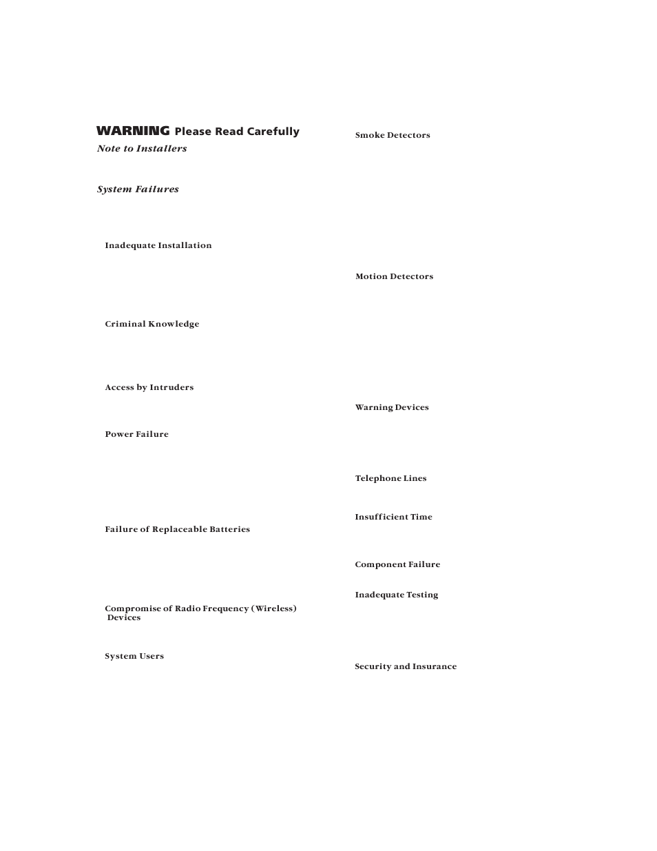 Warning, Please read carefully | Tyco PDigital Security PC1565 User Manual | Page 2 / 20