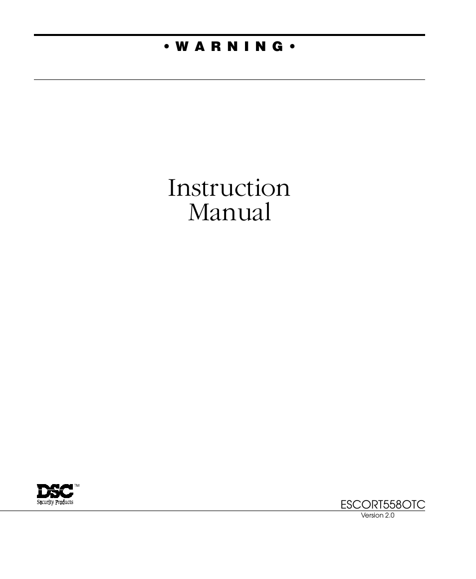 Instruction manual | Tyco Voice Assisted Security Control Escort5580TC User Manual | Page 21 / 24