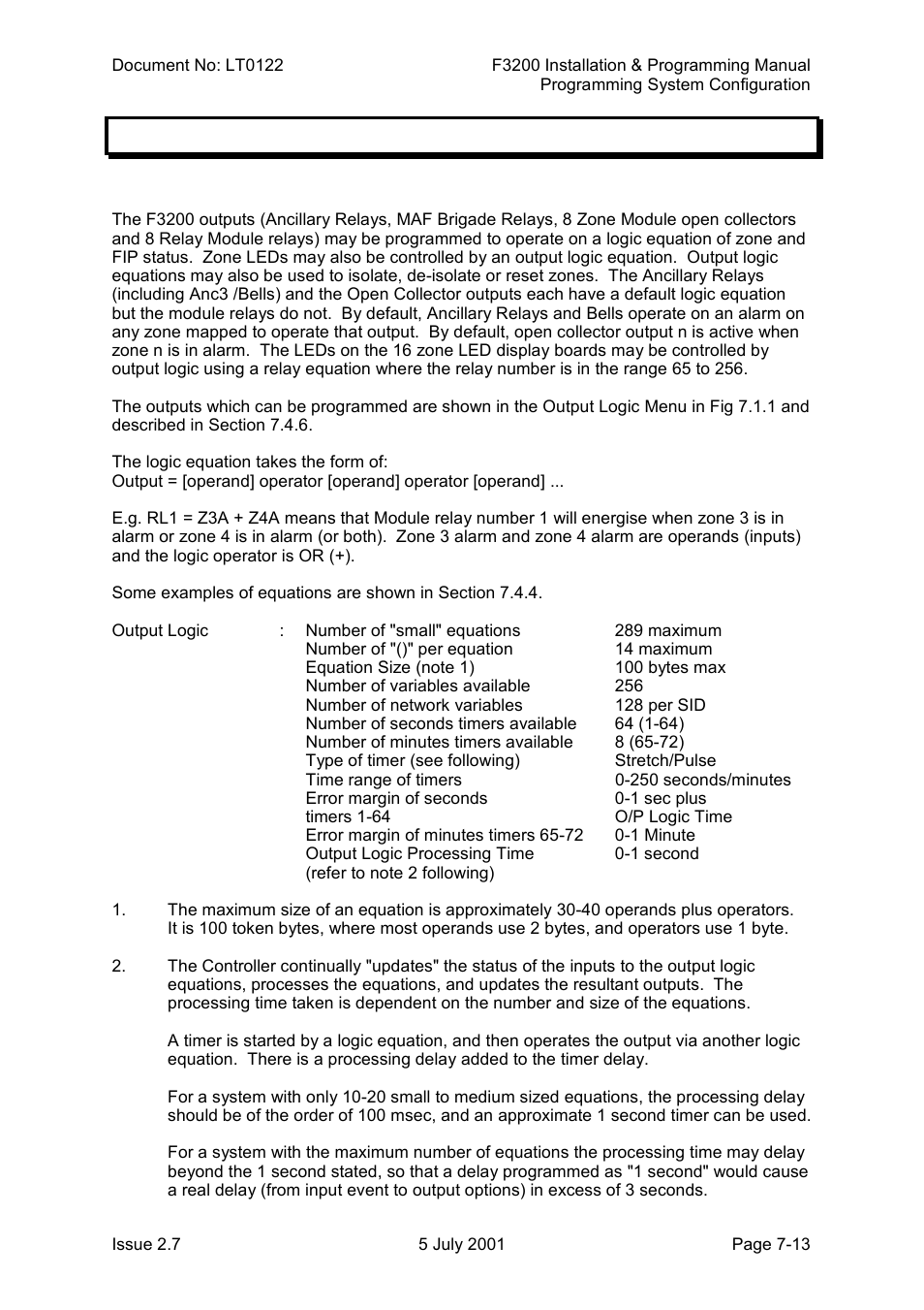 Programming outputs, General, Programming outputs -13 | 4 programming outputs | Tyco F3200 User Manual | Page 115 / 284