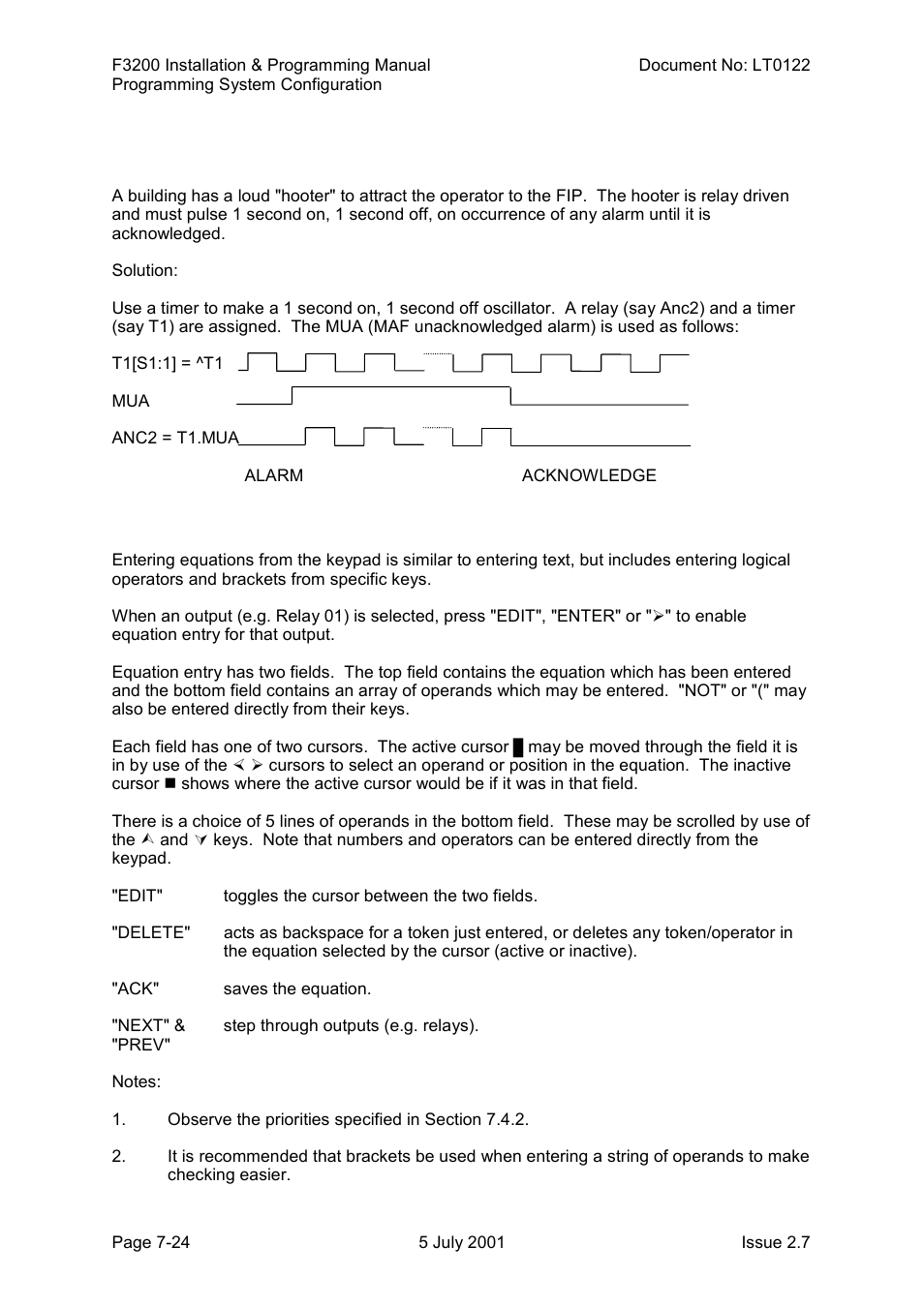 Entering equations | Tyco F3200 User Manual | Page 126 / 284