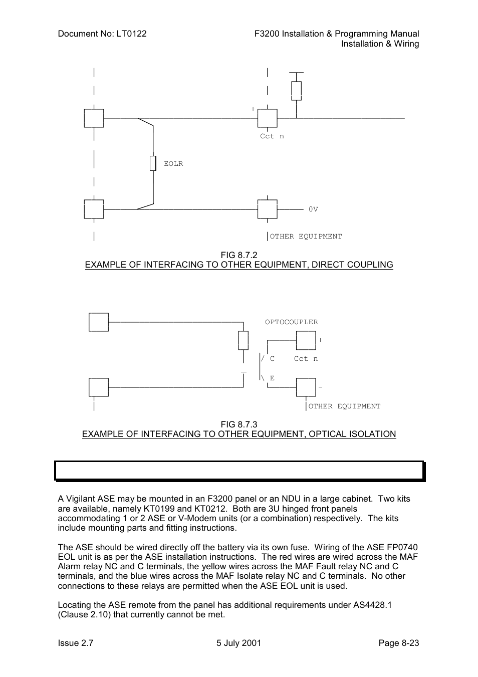 Ase installation and wiring, Ase installation and wiring -23, 8 ase installation and wiring | Tyco F3200 User Manual | Page 161 / 284