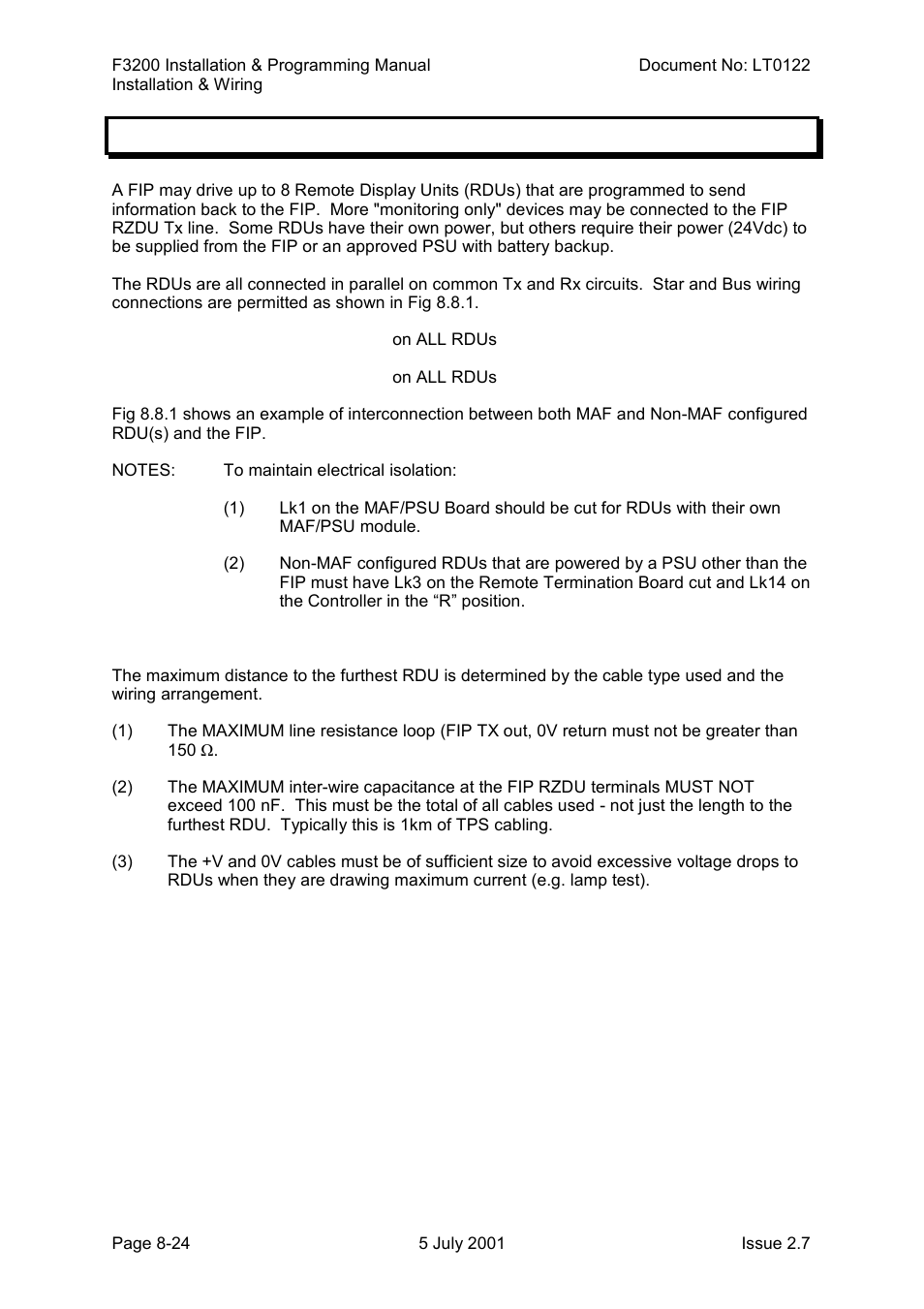 Rdu wiring, Rdu wiring -24, 9 rdu wiring | Tyco F3200 User Manual | Page 162 / 284