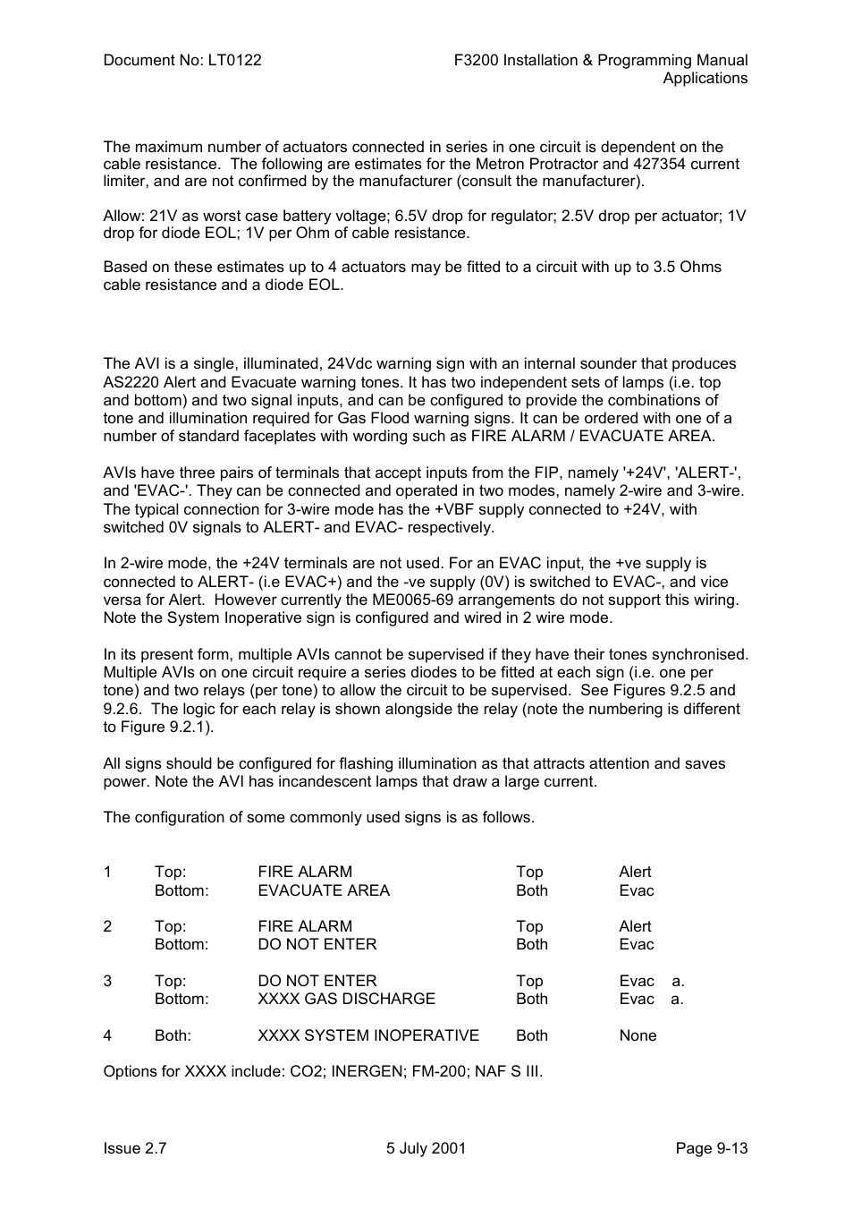 Avi signs | Tyco F3200 User Manual | Page 181 / 284