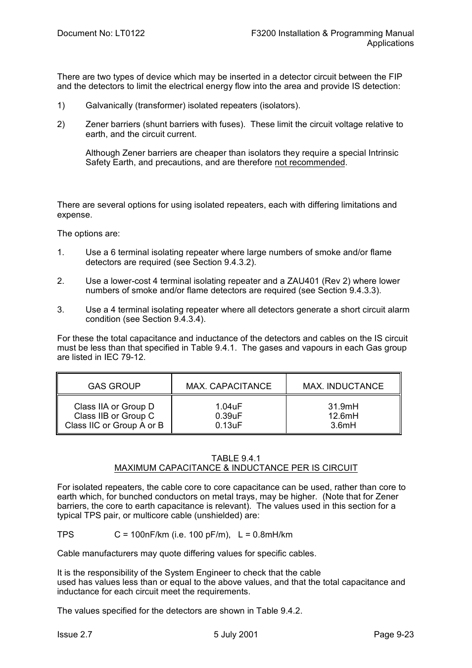 Intrinsically safe detection, Isolated repeaters | Tyco F3200 User Manual | Page 193 / 284