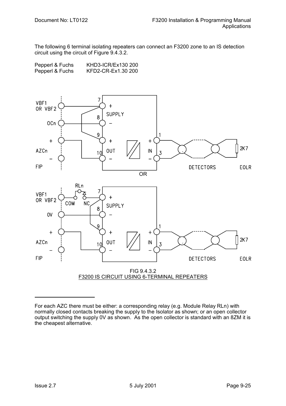 6 terminal isolated repeater | Tyco F3200 User Manual | Page 195 / 284