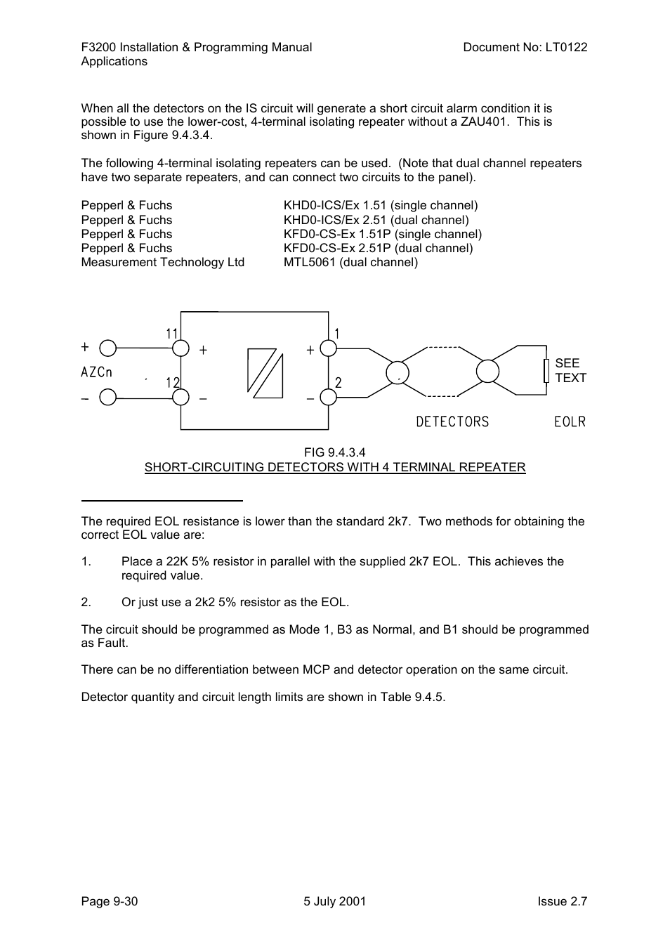 4 terminal isolated repeater alone | Tyco F3200 User Manual | Page 200 / 284
