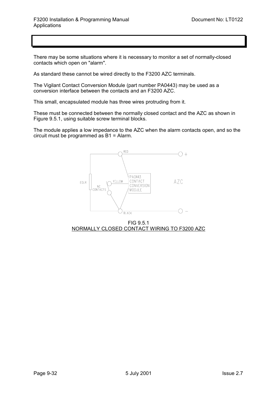 Use of normally closed contacts, Use of normally closed contacts -32, 5 use of normally closed contacts | Tyco F3200 User Manual | Page 202 / 284