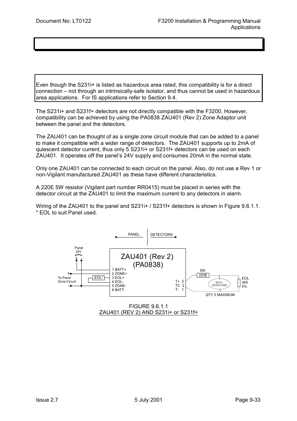 Special connections to detectors, Special connections to detectors -33, 6 special connections to detectors | Tyco F3200 User Manual | Page 203 / 284