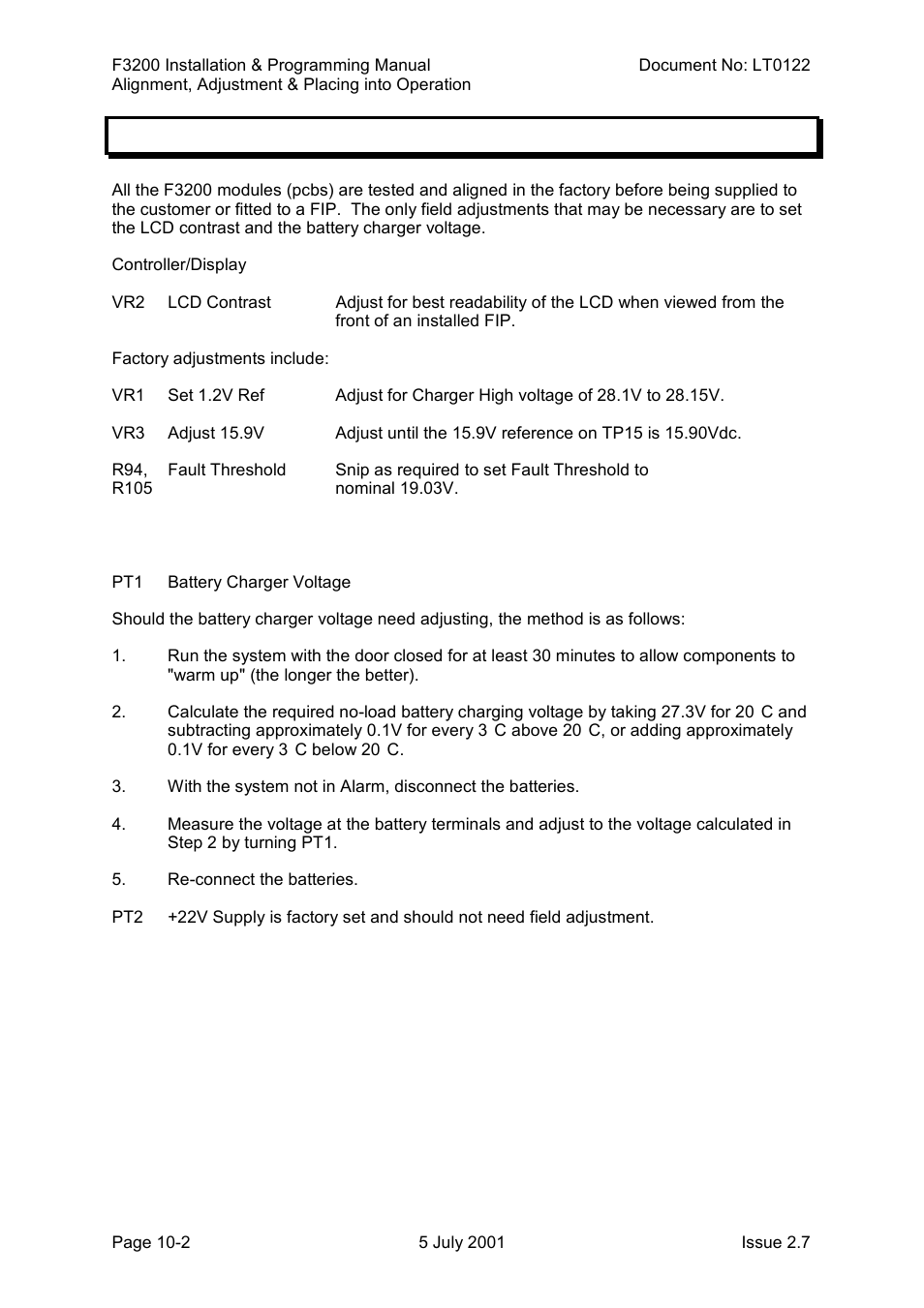 Alignment & adjustment, Alignment & adjustment -2, 1 alignment & adjustment | Tyco F3200 User Manual | Page 206 / 284