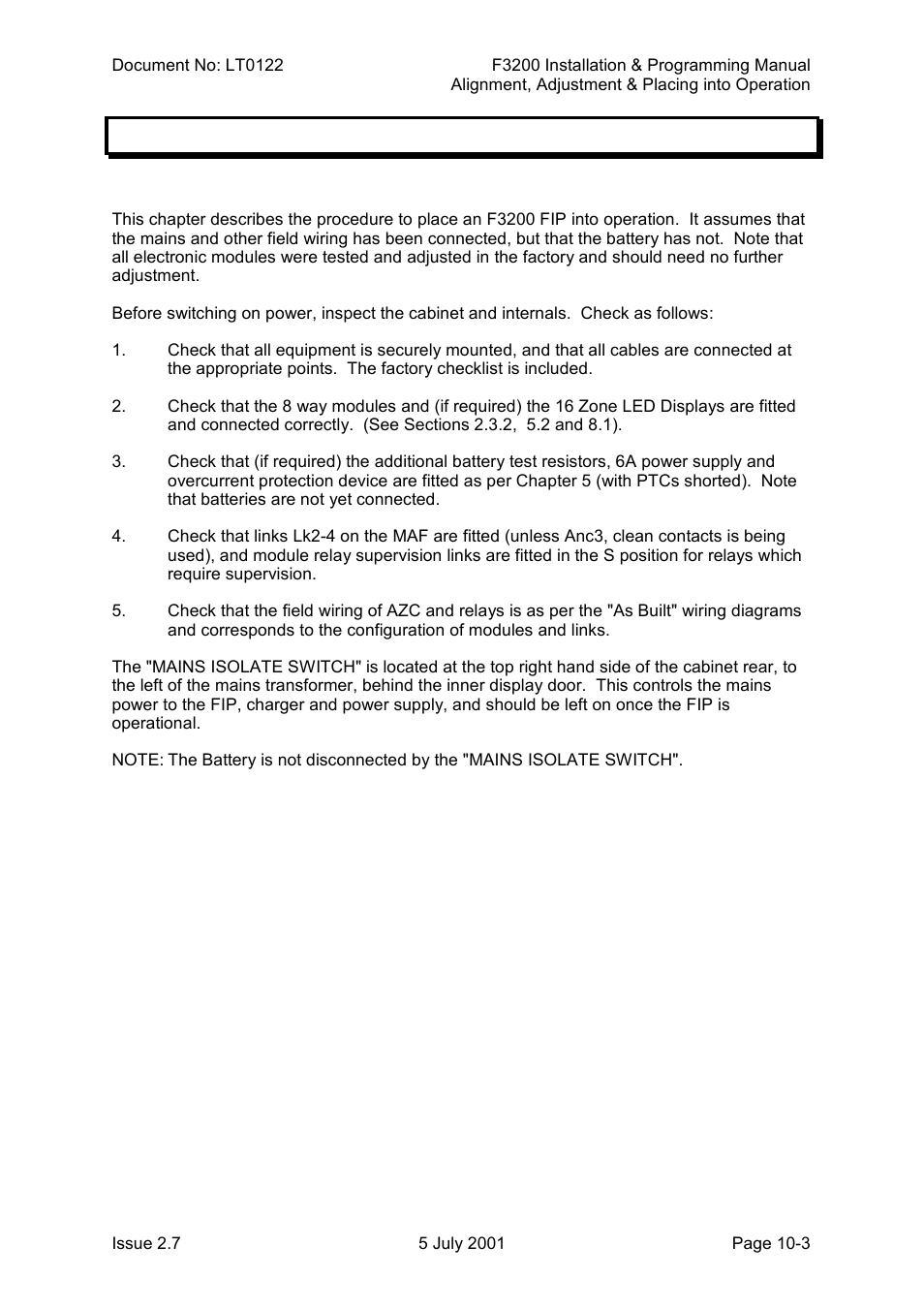 Placing into operation, General, Placing into operation -3 | 2 placing into operation | Tyco F3200 User Manual | Page 207 / 284