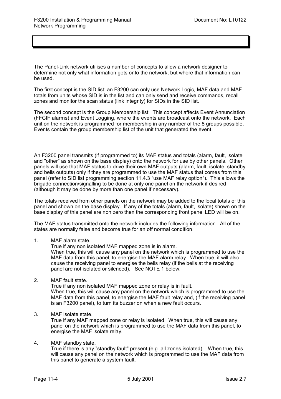 Programming methods, Data filters - the sid list & groups list, Network maf status | Programming methods -4, 2 programming methods | Tyco F3200 User Manual | Page 214 / 284