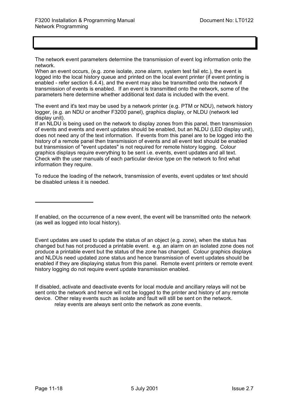 Network event configuration, Network event configuration -18, 8 network event configuration | Tyco F3200 User Manual | Page 228 / 284