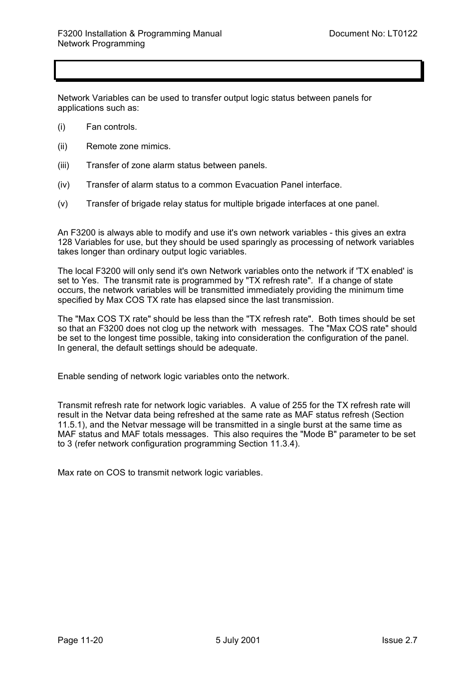 Network logic variables, Network logic variables -20, 9 network logic variables | Tyco F3200 User Manual | Page 230 / 284