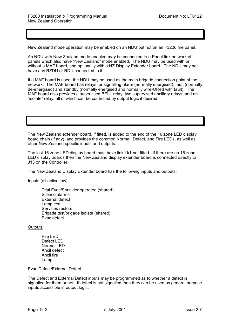 General, Nz display extender board, General -2 | Nz display extender board -2, 1 general, 2 nz display extender board | Tyco F3200 User Manual | Page 238 / 284