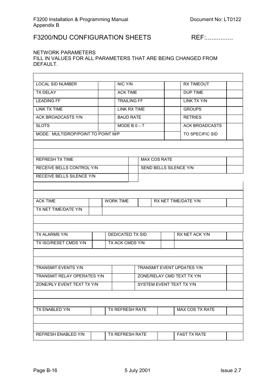 F3200/ndu configuration sheets ref | Tyco F3200 User Manual | Page 282 / 284