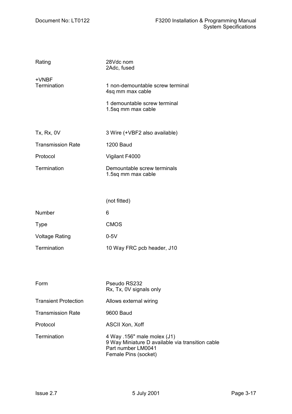 Controller/display outputs | Tyco F3200 User Manual | Page 45 / 284