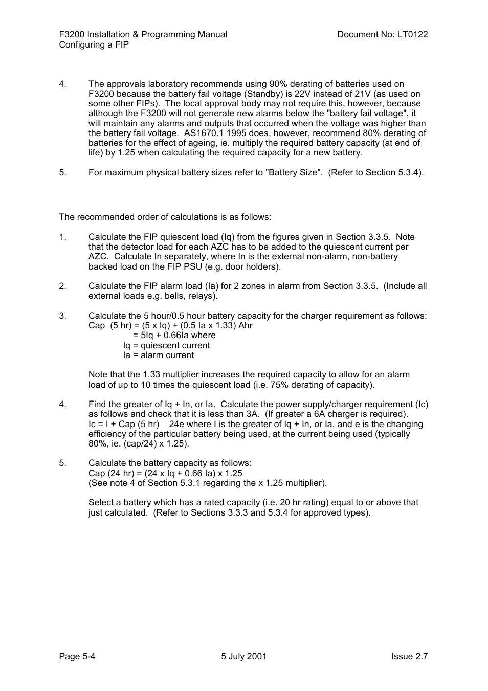 Battery/charger calculations | Tyco F3200 User Manual | Page 58 / 284