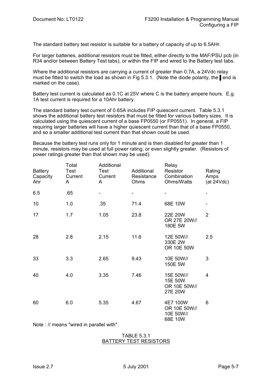 Battery test resistors | Tyco F3200 User Manual | Page 61 / 284