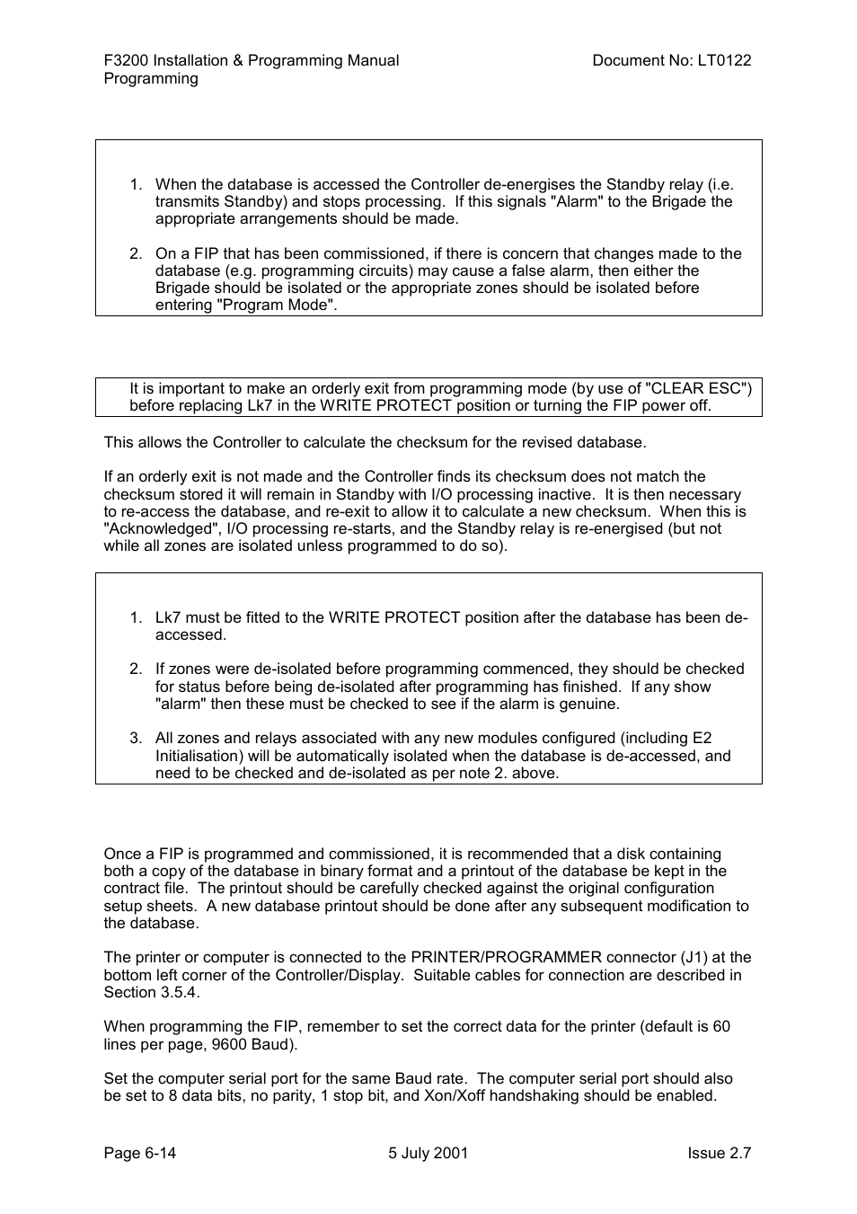 De-accessing the database, Printing & saving the database | Tyco F3200 User Manual | Page 80 / 284