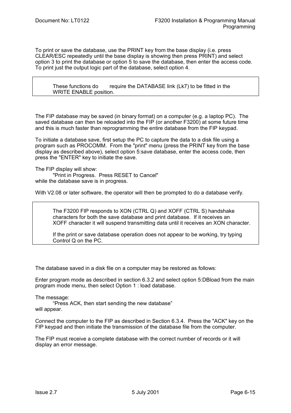 Restoring the database from a computer | Tyco F3200 User Manual | Page 81 / 284