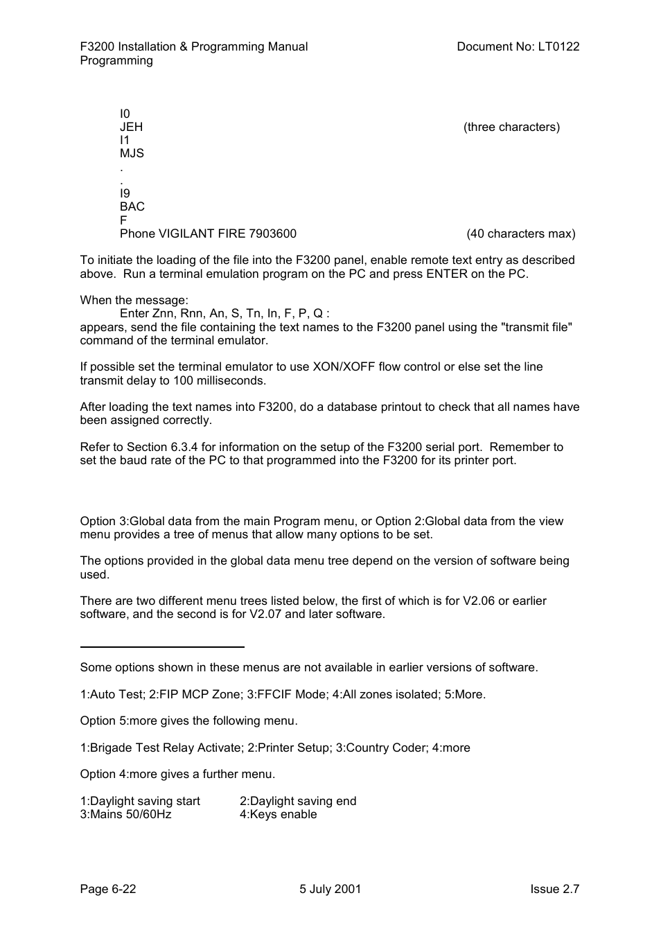 Global data | Tyco F3200 User Manual | Page 88 / 284