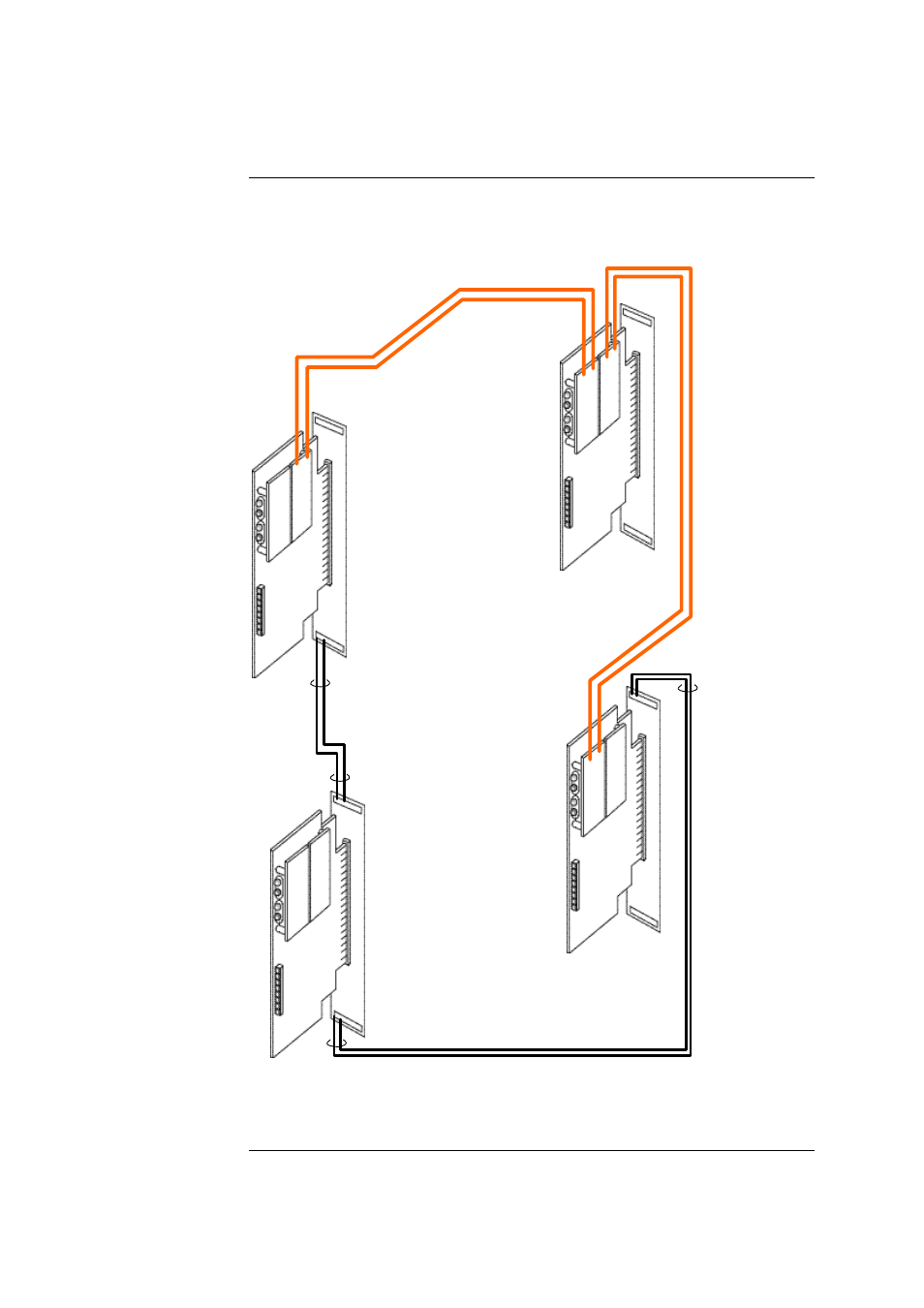 Loop wiring, mixed fiber and cable, Loop wiring, mixed fiber and cable -16, Figure 3-9. example of ring/loop networkwiring -16 | Step 4. wiring network cards, Continued, Figure 3-9. example of ring/loop networkwiring | Tyco 4100U-S1 User Manual | Page 58 / 138