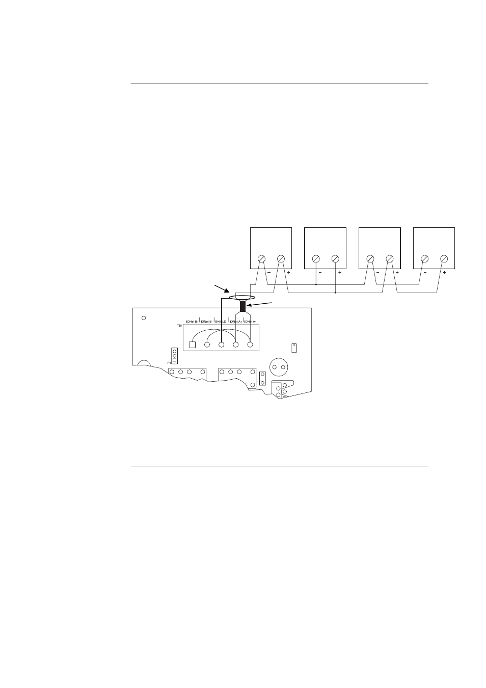 Class b wiring, Class b wiring -8, Figure 6-5. class b (string) wiring -8 | Wiring to idnet devices, Continued | Tyco 4100U-S1 User Manual | Page 96 / 138