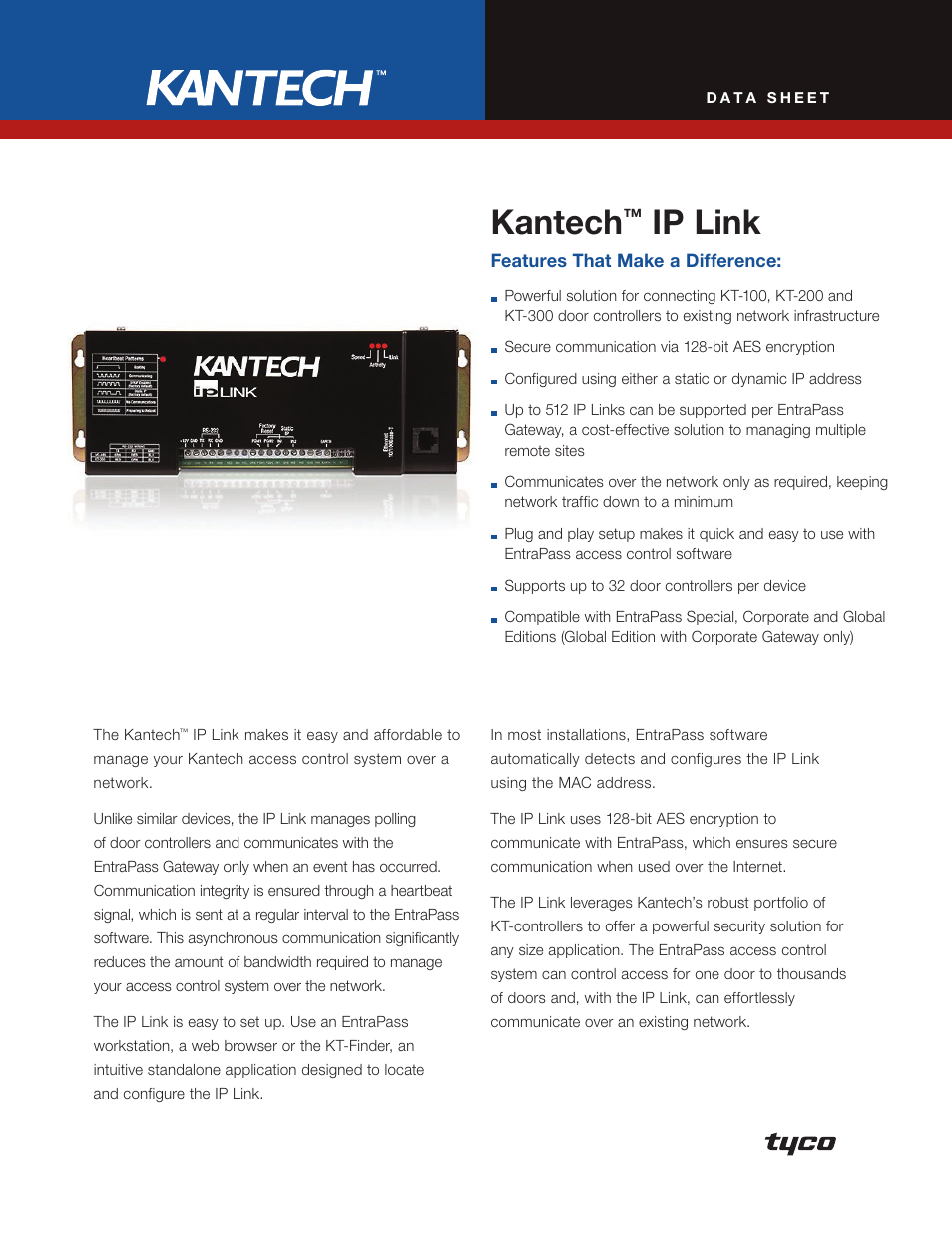 Tyco Kantech KT-200 User Manual | 2 pages