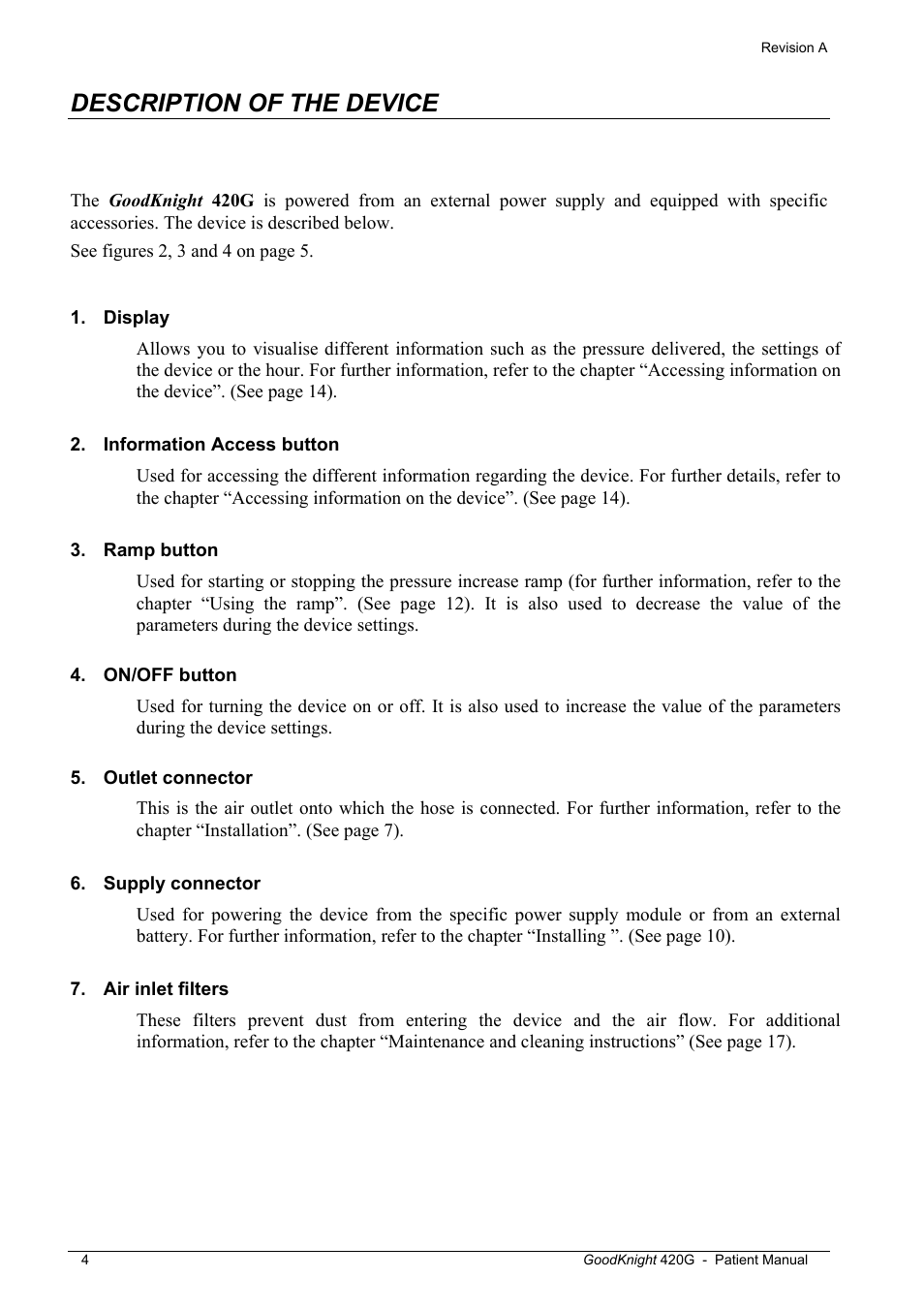Description of the device | Tyco GoodKnight 420G User Manual | Page 10 / 30