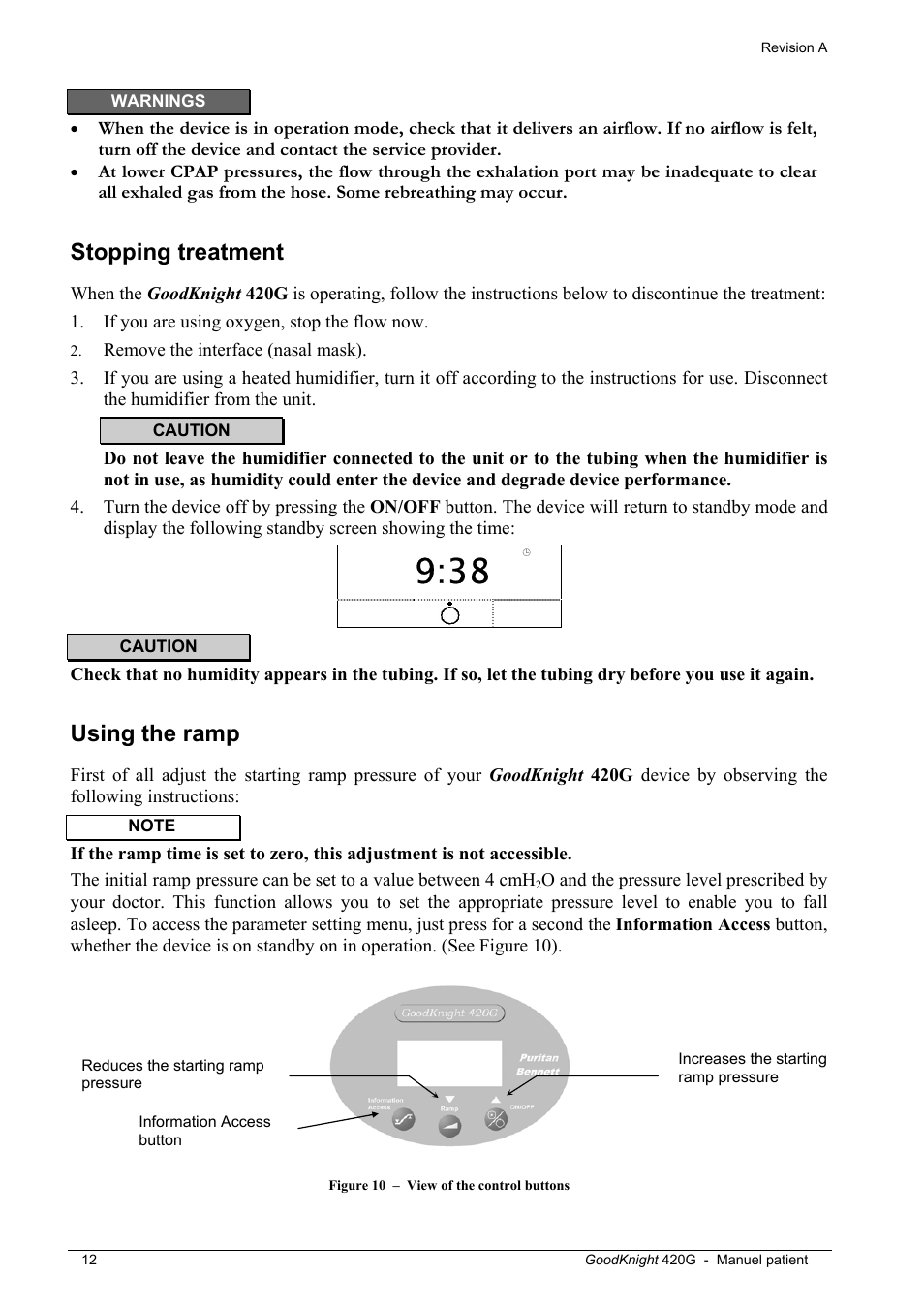 Stopping treatment, Using the ramp | Tyco GoodKnight 420G User Manual | Page 18 / 30