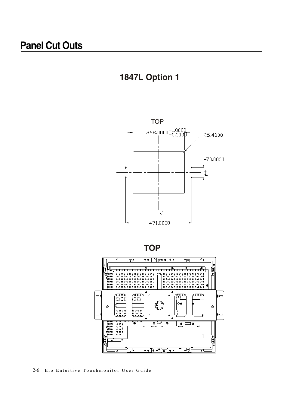 Panel cut outs | Tyco 1847L Series User Manual | Page 11 / 52