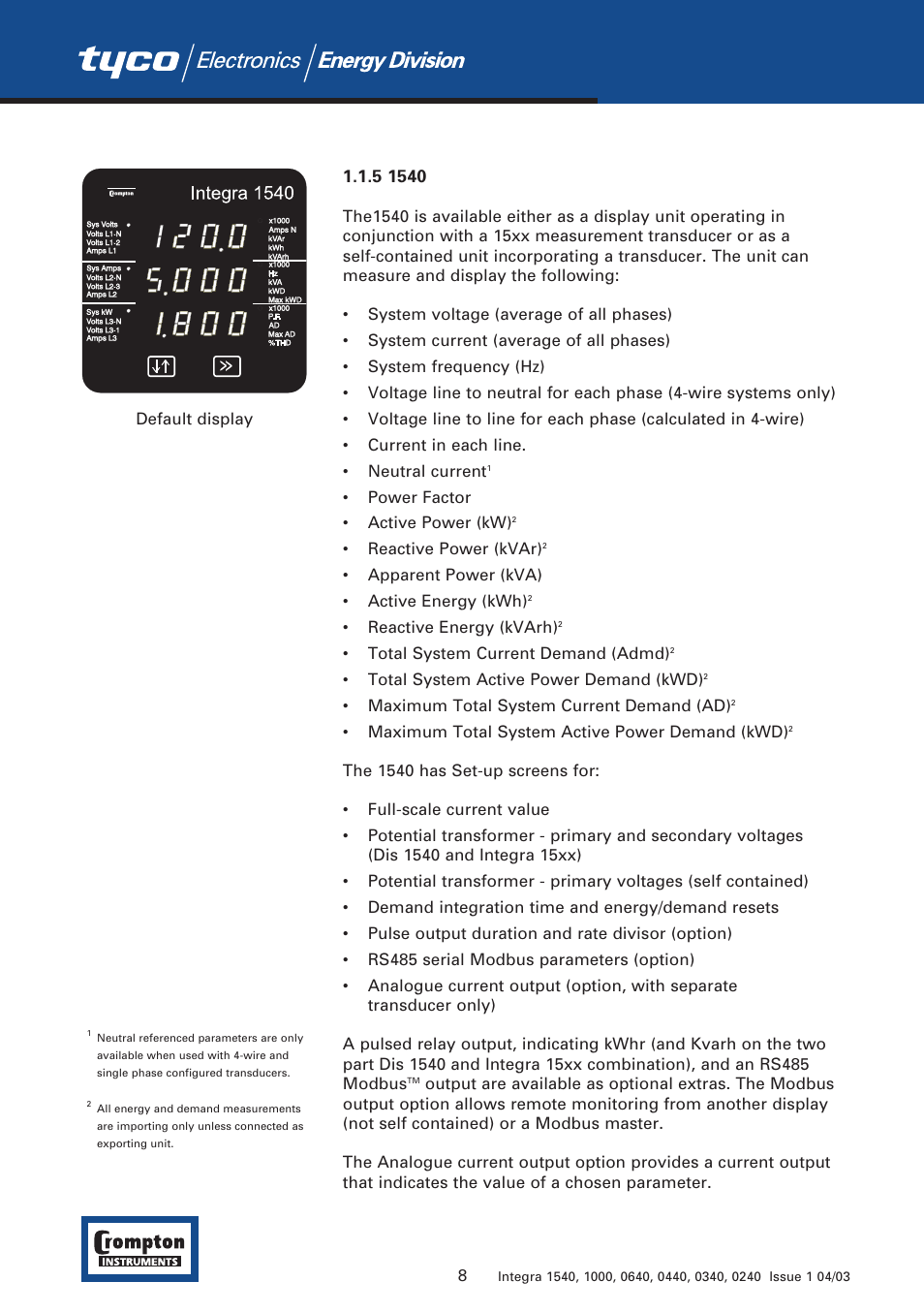 Tyco 1540 User Manual | Page 10 / 69
