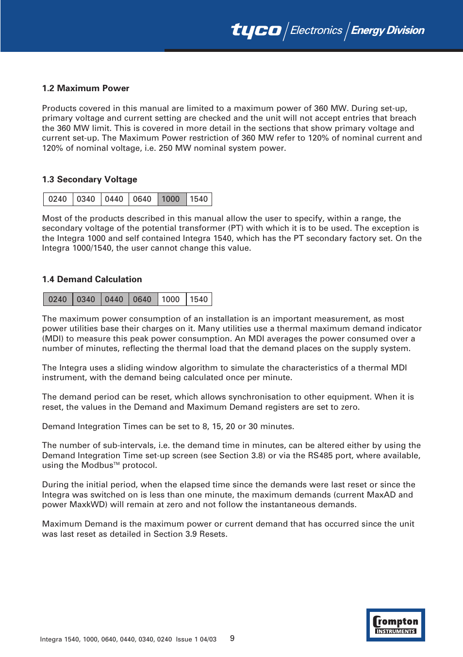 Tyco 1540 User Manual | Page 11 / 69