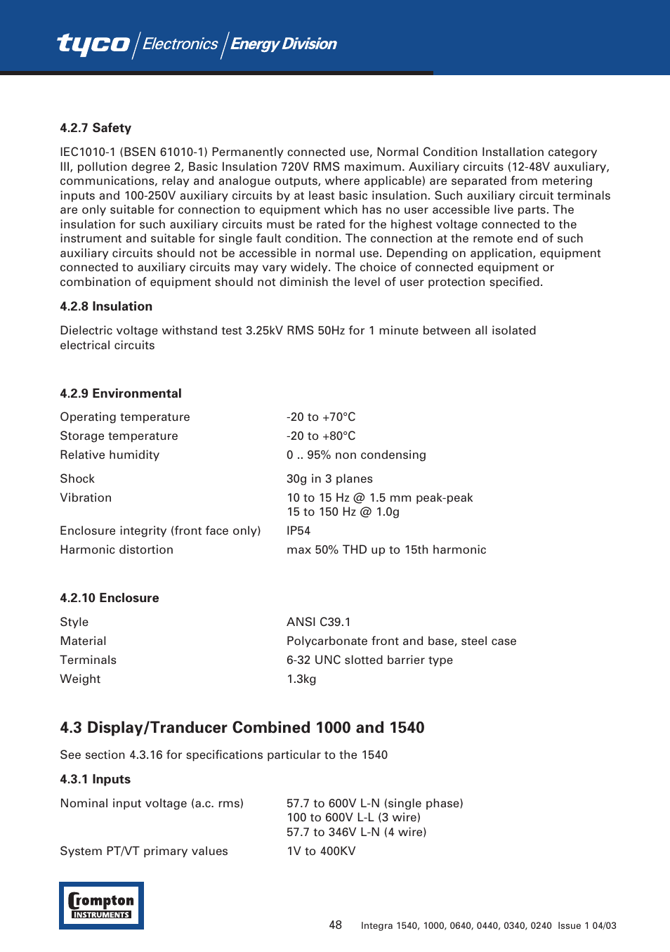Tyco 1540 User Manual | Page 50 / 69