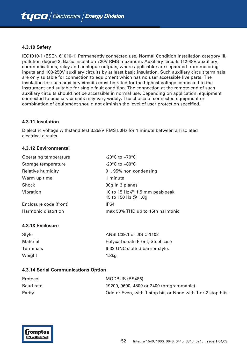 Tyco 1540 User Manual | Page 54 / 69