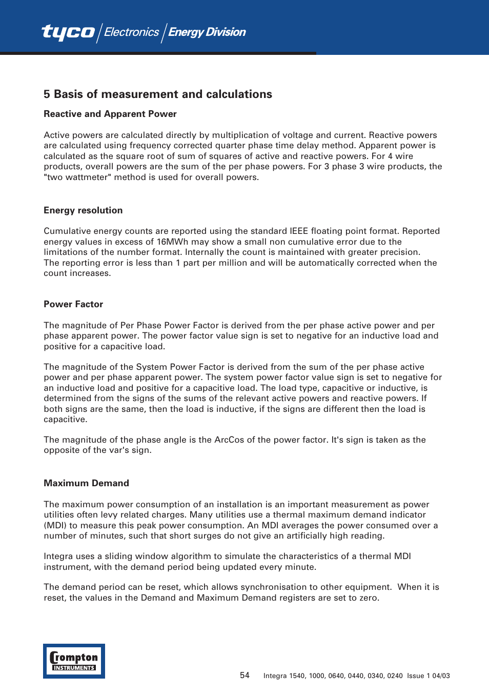 5 basis of measurement and calculations | Tyco 1540 User Manual | Page 56 / 69
