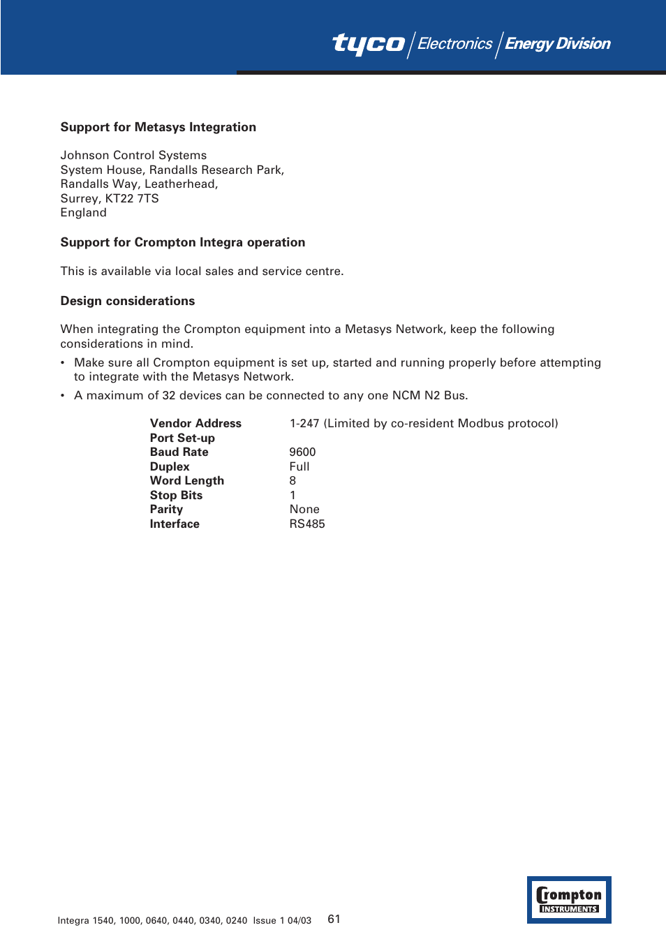 Tyco 1540 User Manual | Page 63 / 69