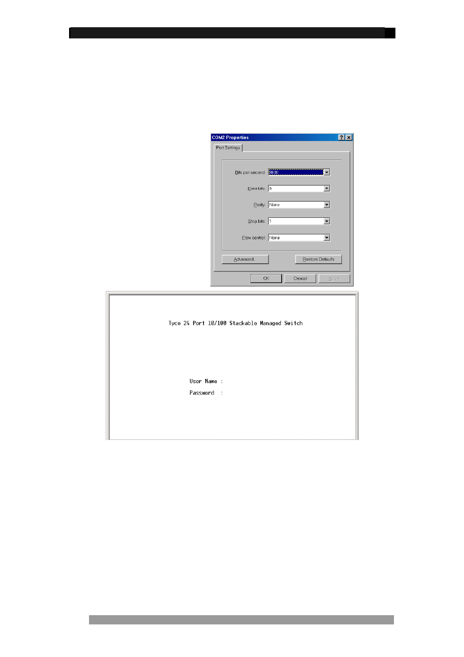Management using the console, Configuring the console interface | Tyco 0-1591099-x User Manual | Page 11 / 56