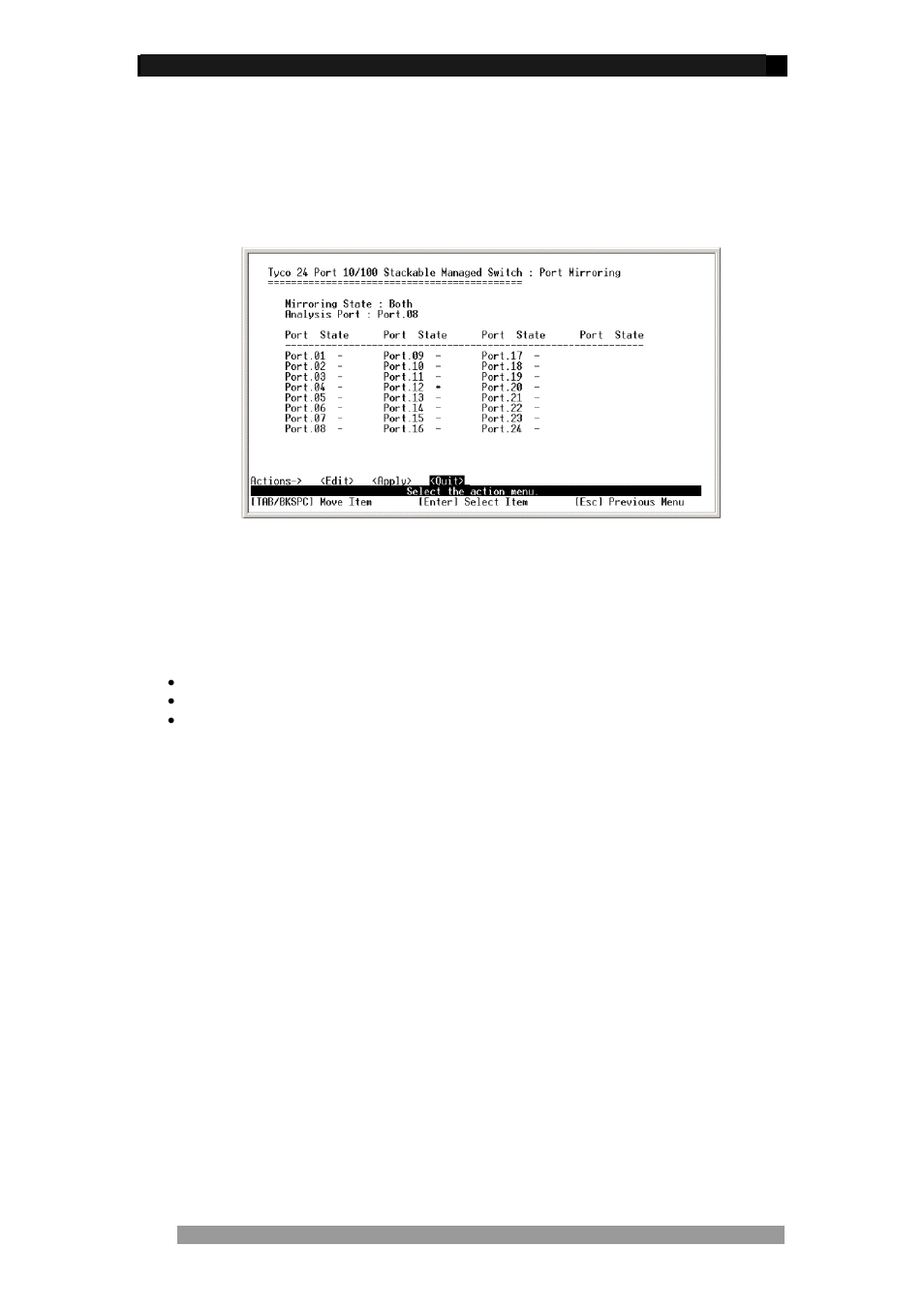 Port mirroring configuration | Tyco 0-1591099-x User Manual | Page 23 / 56
