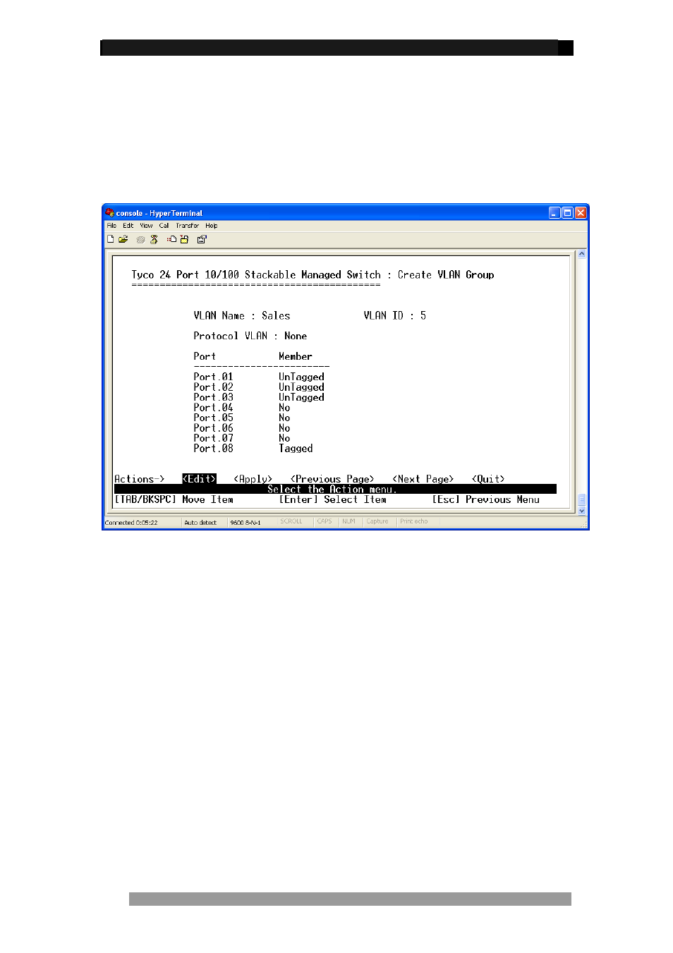 Create vlan group, Vlan name, Vlan id | Protocol vlan, Member | Tyco 0-1591099-x User Manual | Page 27 / 56