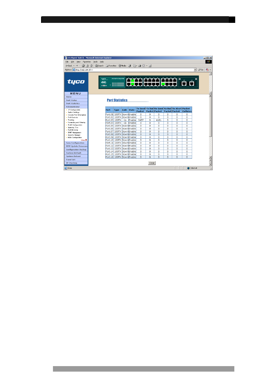 Port statistics screen | Tyco 0-1591099-x User Manual | Page 48 / 56