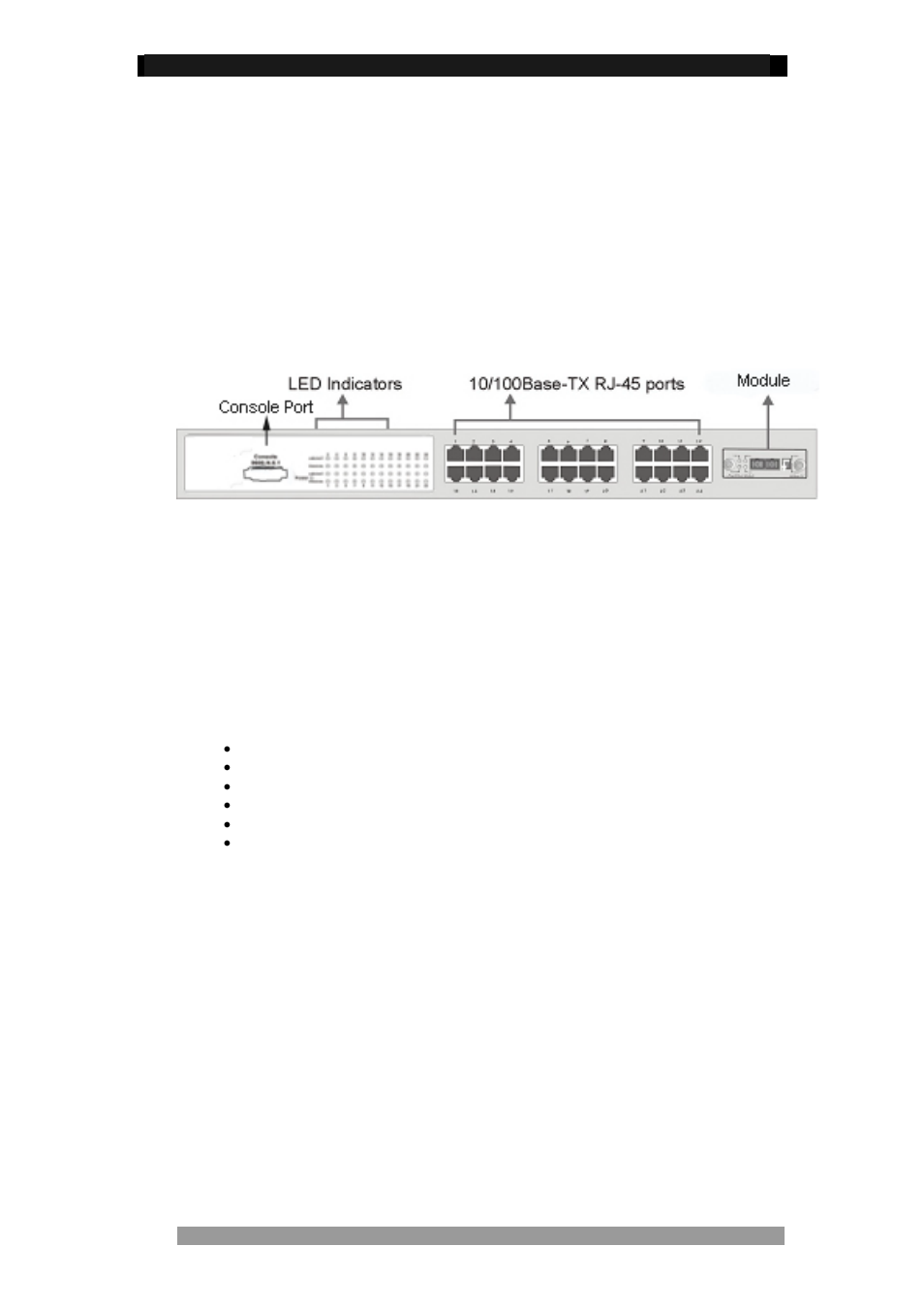 Hardware description, Front panel, 10/100base-tx auto mdi/mdix rj-45 ports | Expansion slot, Console port | Tyco 0-1591099-x User Manual | Page 6 / 56