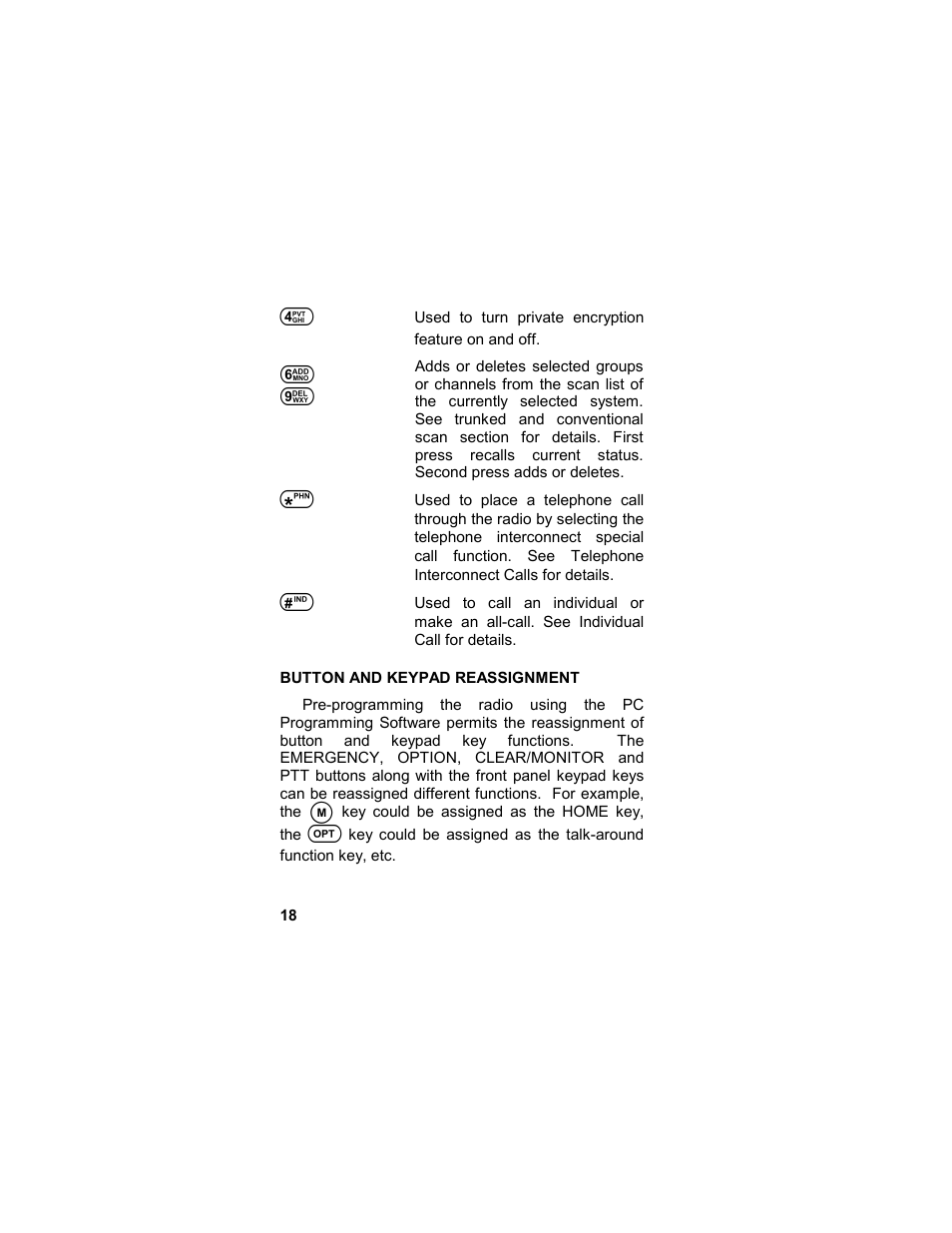 Button and keypad reassignment, Reassignment | Tyco LPE-200 User Manual | Page 18 / 102
